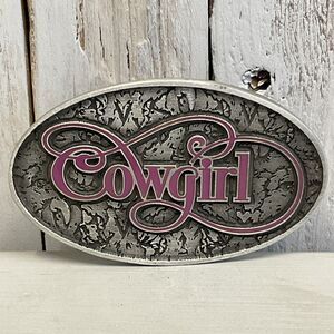 SpecCast Cowgirl Belt Buckle Womens Pewter Oval Western Textured Ladies Rodeo